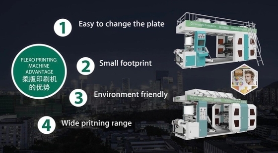 A máquina de impressão de Flexo da elevada precisão para o saco de papel Printing#8 colore a cor de papel 10-120m/Min da máquina de impressão 4 de Flexo