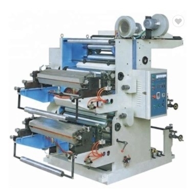 Máquina de impressão flexográfica de 2 cores para filme plástico, papel, folha de alumínio, tecido não tecido e rolos de papel